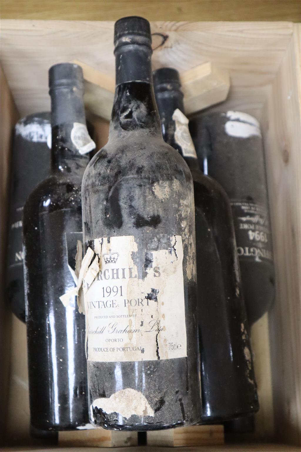 Four bottles of Skeffington 1994 vintage Port and two others